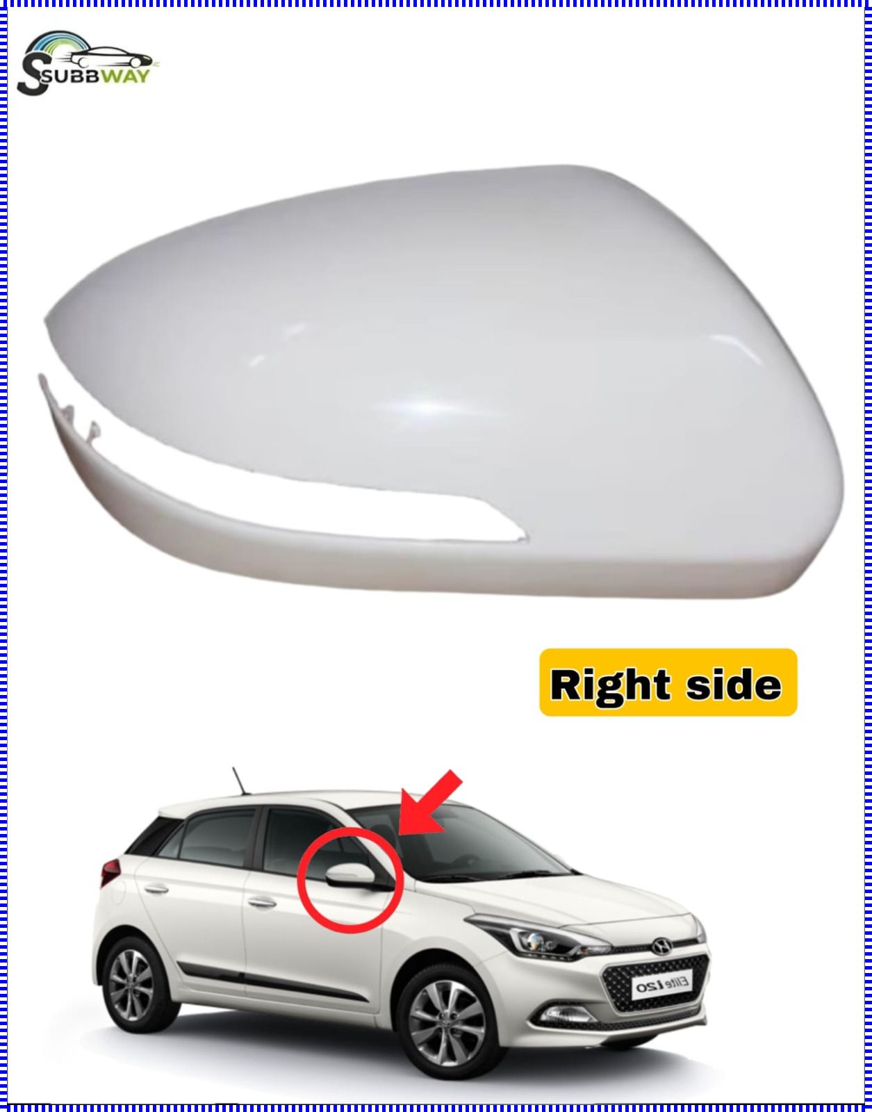 subbway RIGHT I20 ELITE, ACTIVE COVER 08 Plastic Car Mirror Cover-picture-10