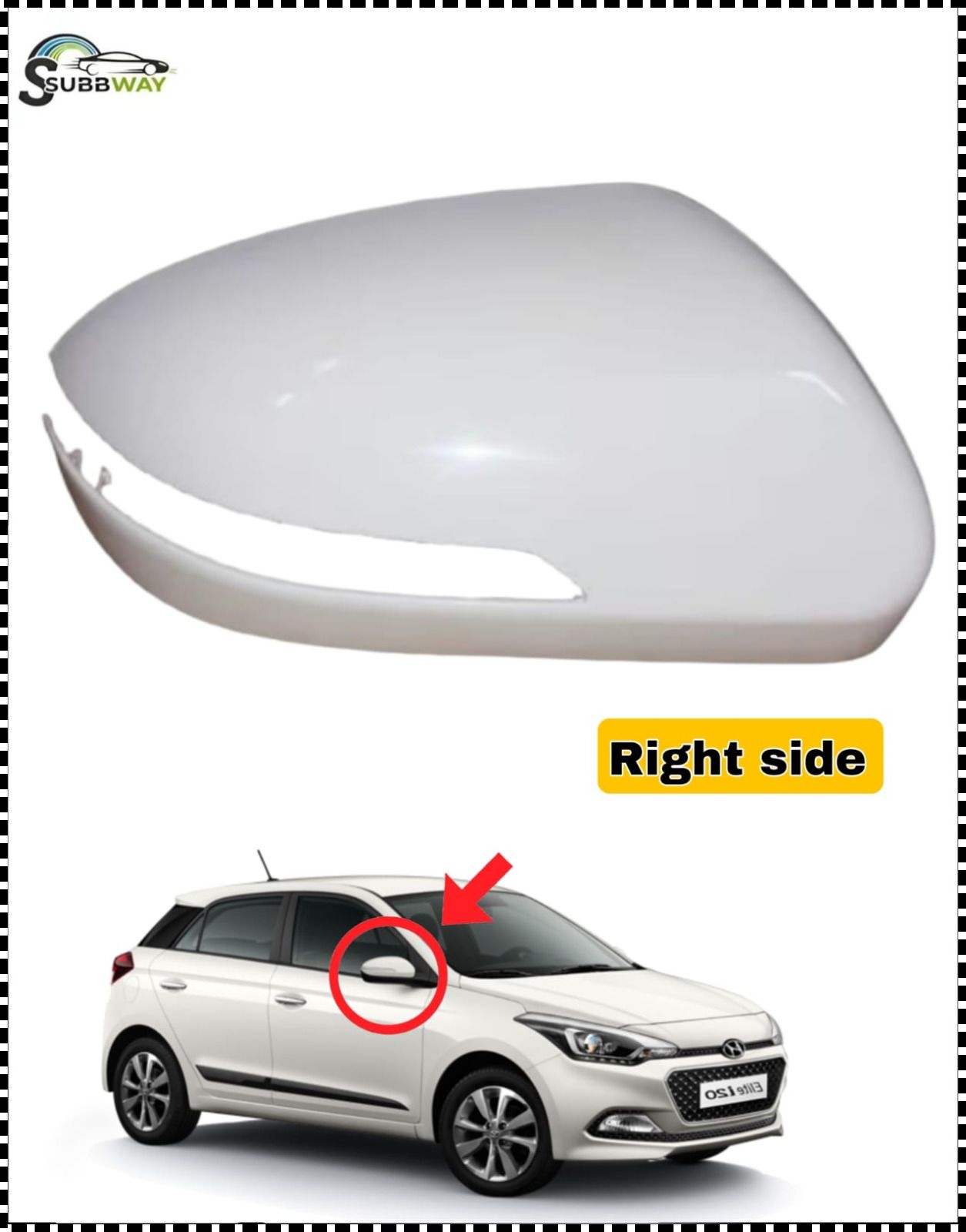 subbway RIGHT I20 ELITE, ACTIVE COVER 39 Plastic Car Mirror Cover-picture-19