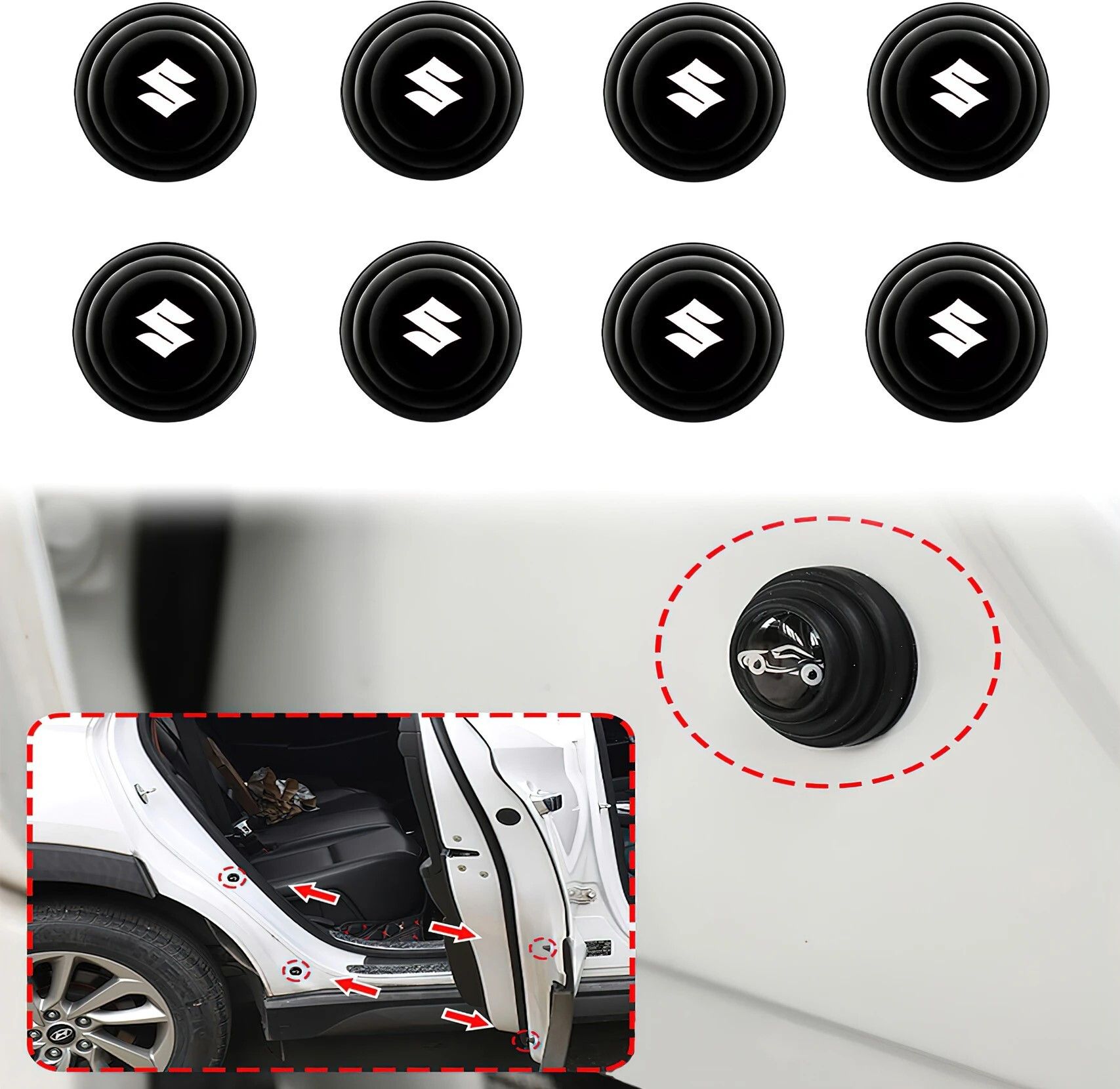 Car Door Shock Absorber Pads Rubber Anti-Collision Noise Dampers (Pack of 6) Car Pet Door Protector-image-49