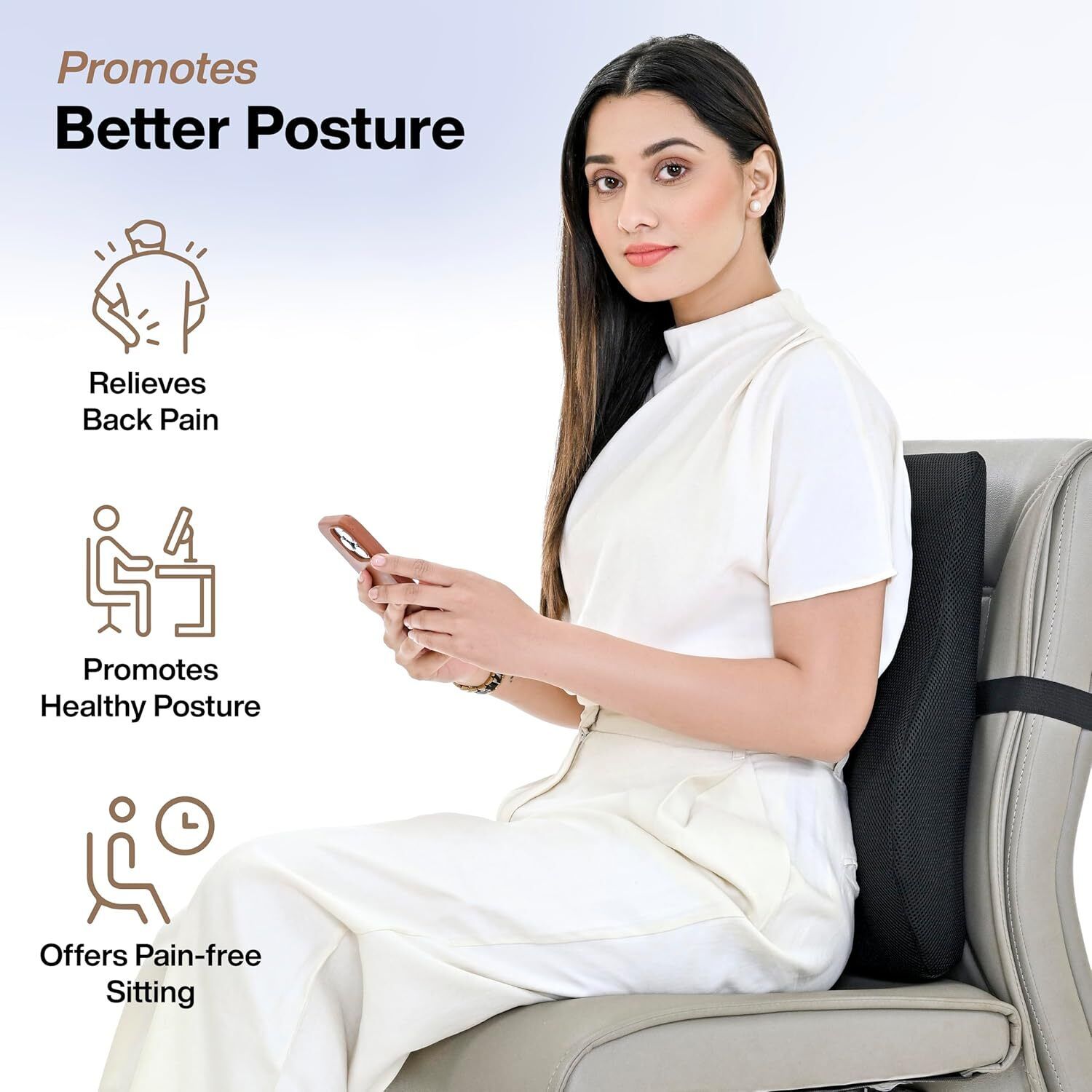 Back Support for Office Chair & Coccyx Seat Cushion for Tailbone pcs 1 Back and Spine Protector-image-4