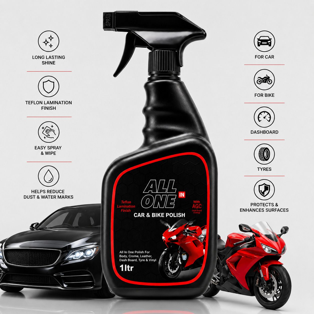 primegic Liquid Car Polish for Chrome Accent, Bumper, Dashboard, Exterior, Headlight, Leather, Metal Parts, Windscreen-picture-20