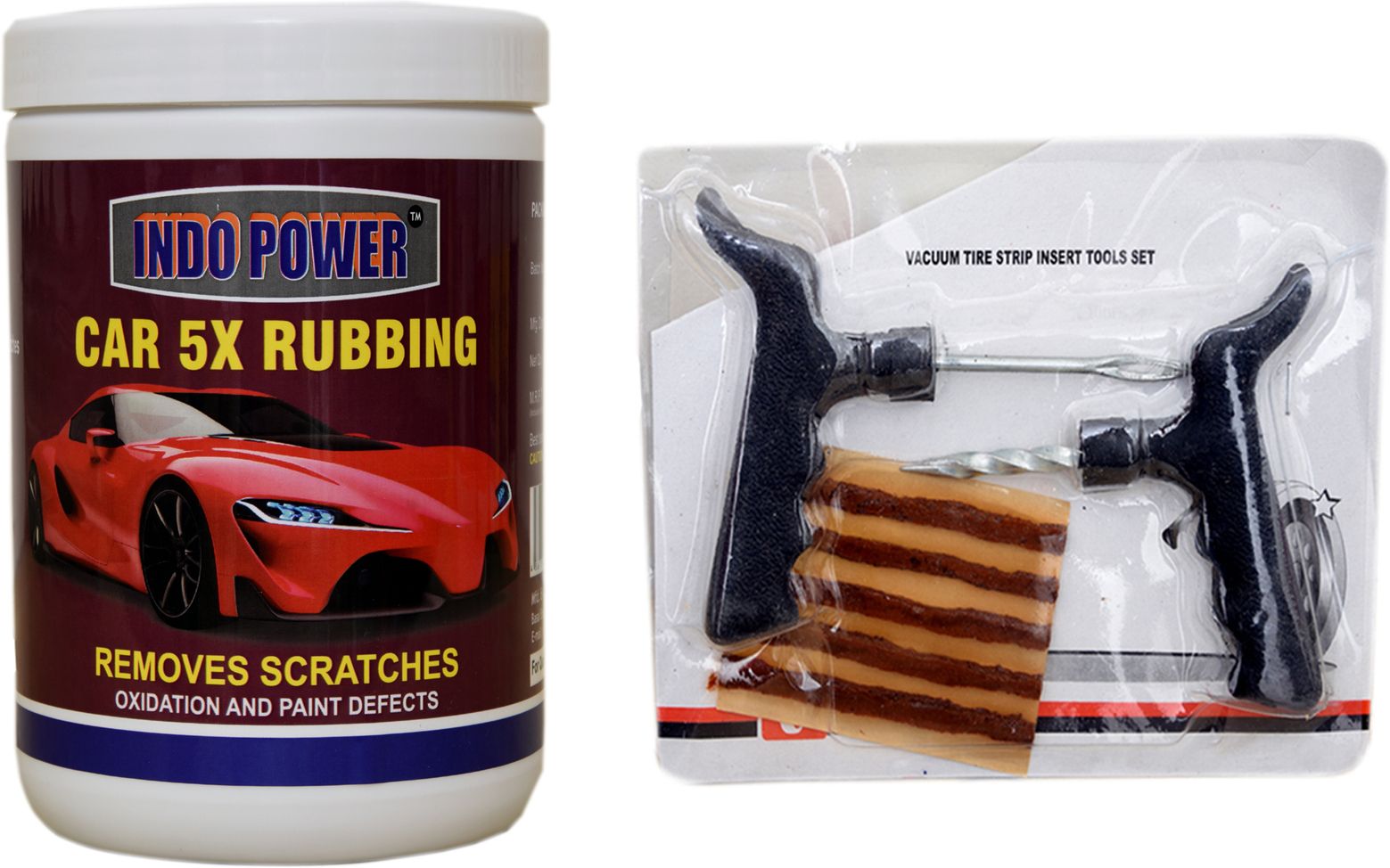 indopower ds-605-CAR 5X RUBBING 1 kg.+ Tubelass smart Panchar Kit. Car Washing Liquid-picture-1