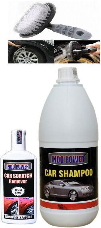 indopower CAR SHAMPOO 1ltr+ Scratch Remover 100gm.+All Tyre Cleaning Brush Combo-picture-21
