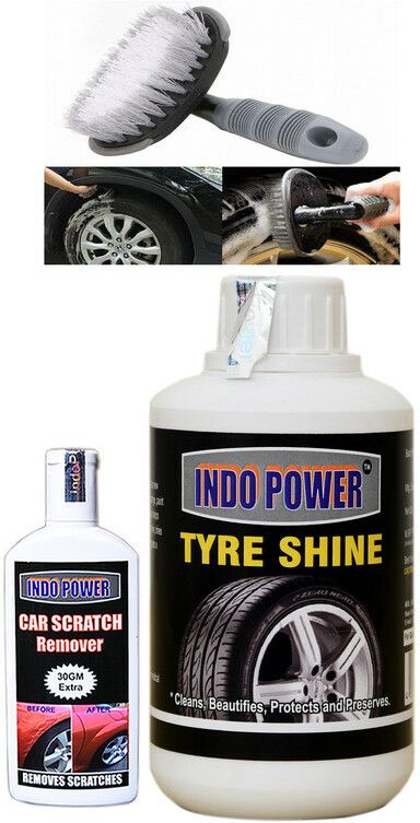 indopower TYRE SHINER 250ml+ Scratch Remover 100gm.+All Tyre Cleaning Brush Combo-picture-30