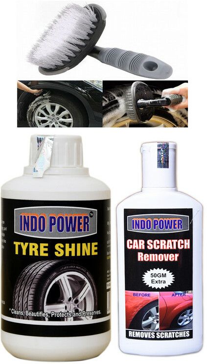 indopower TYRE SHINER 250ml+ Scratch Remover 200gm.+All Tyre Cleaning Brush Combo-picture-35