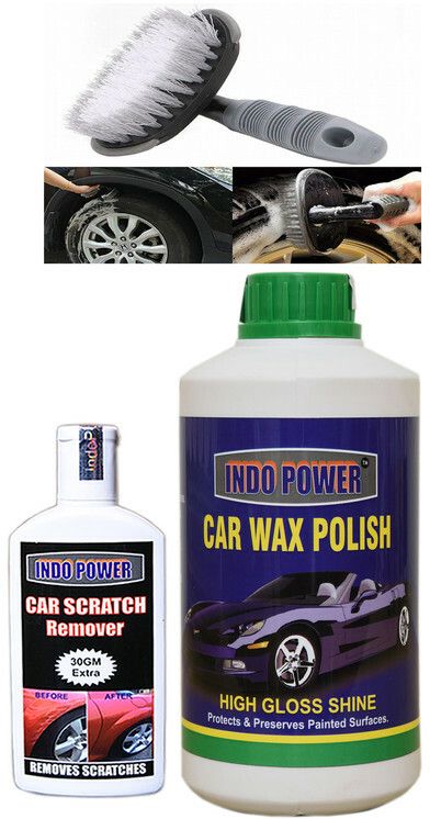 indopower CAR WAX POLISH 1kg+ Scratch Remover 100gm.+All Tyre Cleaning Brush Car Washing Liquid-picture-15