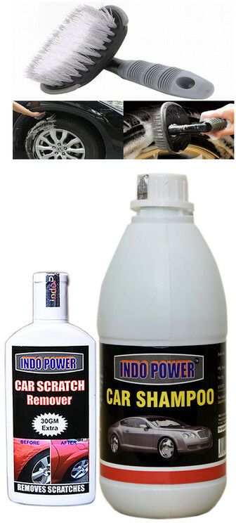 indopower CAR SHAMPOO 500ml+ Scratch Remover 100gm.+All Tyre Cleaning Brush Combo-picture-36