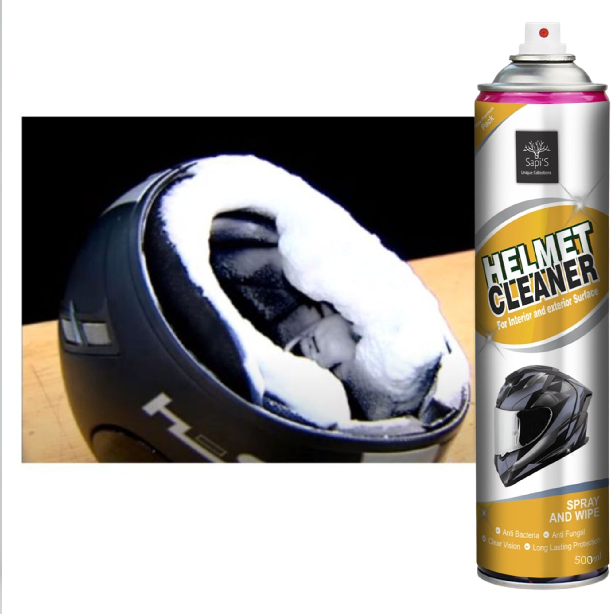Helemt Cleaner 500ml Helmet Cleaning Foam Spray 500ml for Bike & Motorcycle Helmets Vehicle Interior Cleaner-image-36