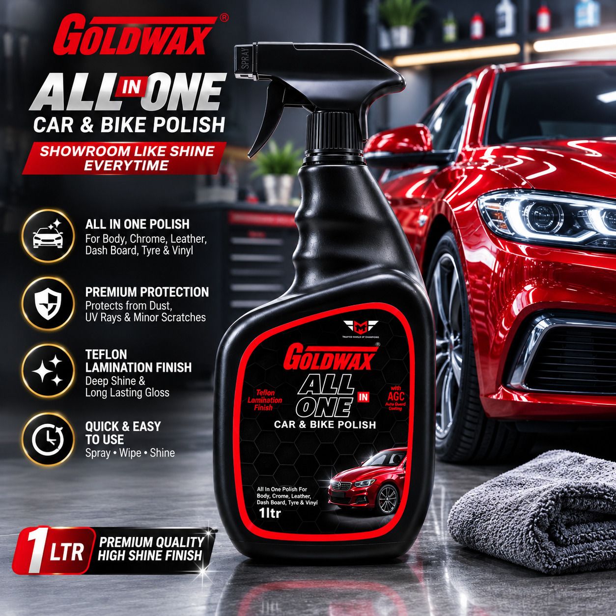 swiss gold Liquid Car Polish for Dashboard, Exterior, Bumper, Leather, Metal Parts, Tyres, Chrome Accent-picture-40