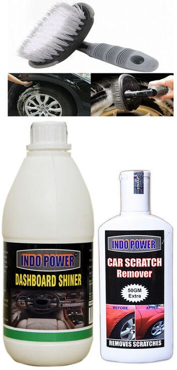 indopower DASHBOARD SHINER 500ml+ Scratch Remover 200gm.+All Tyre Cleaning Brush Combo-picture-39