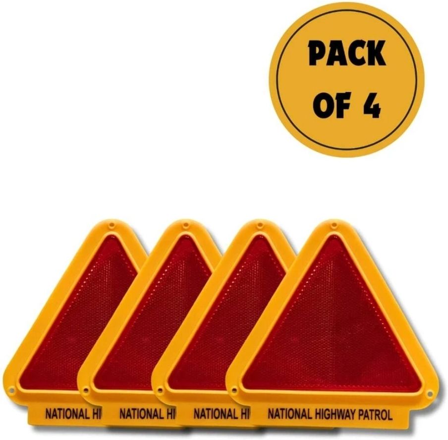 PACK OF 4 PCS EMERGENCY WARNING REFLECTIVE TRIANGLE Car Reflector Light-image-44