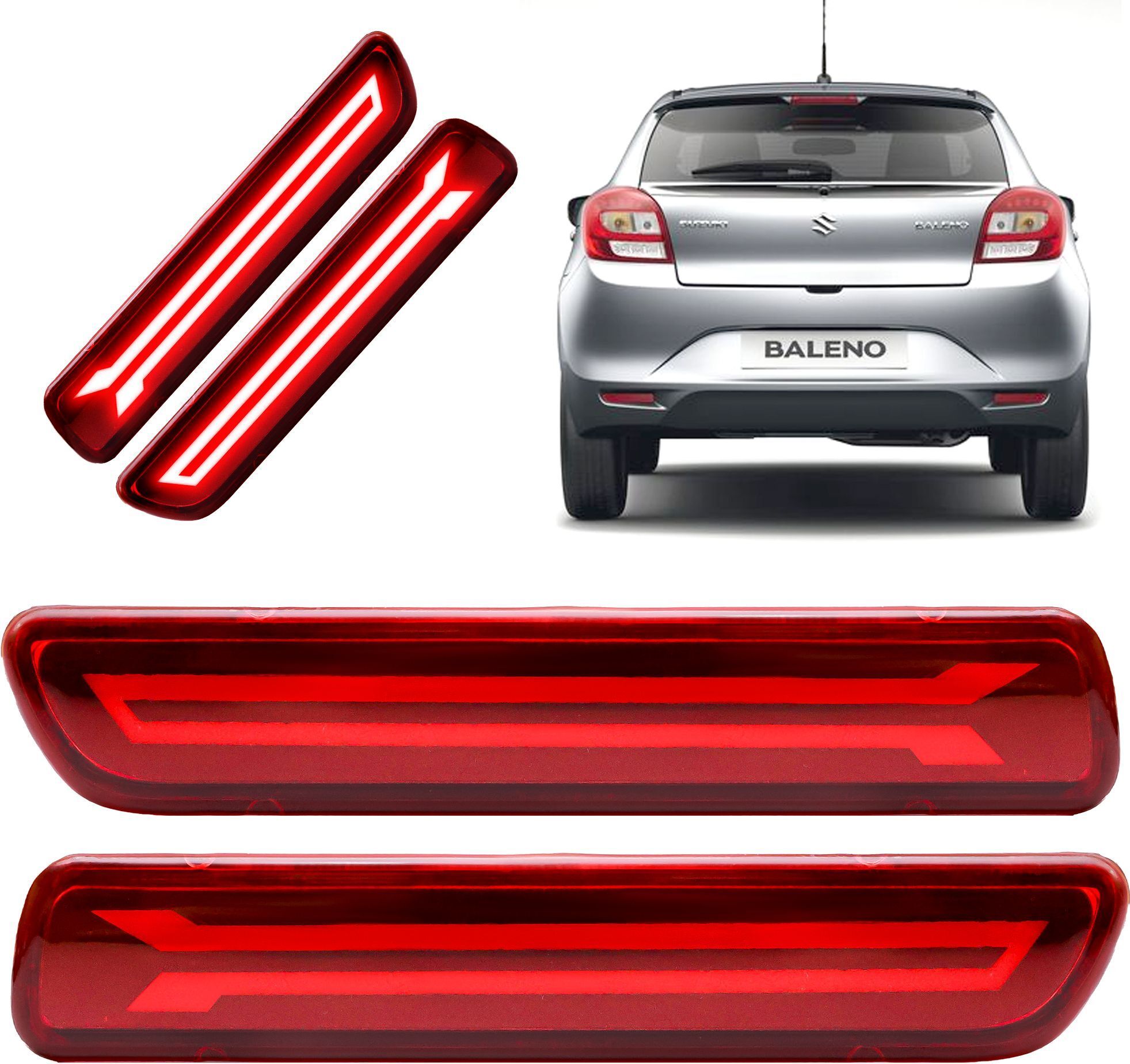 maruti baleno dynamic led rear bumper reflector brake light oem fit all models car reflector light