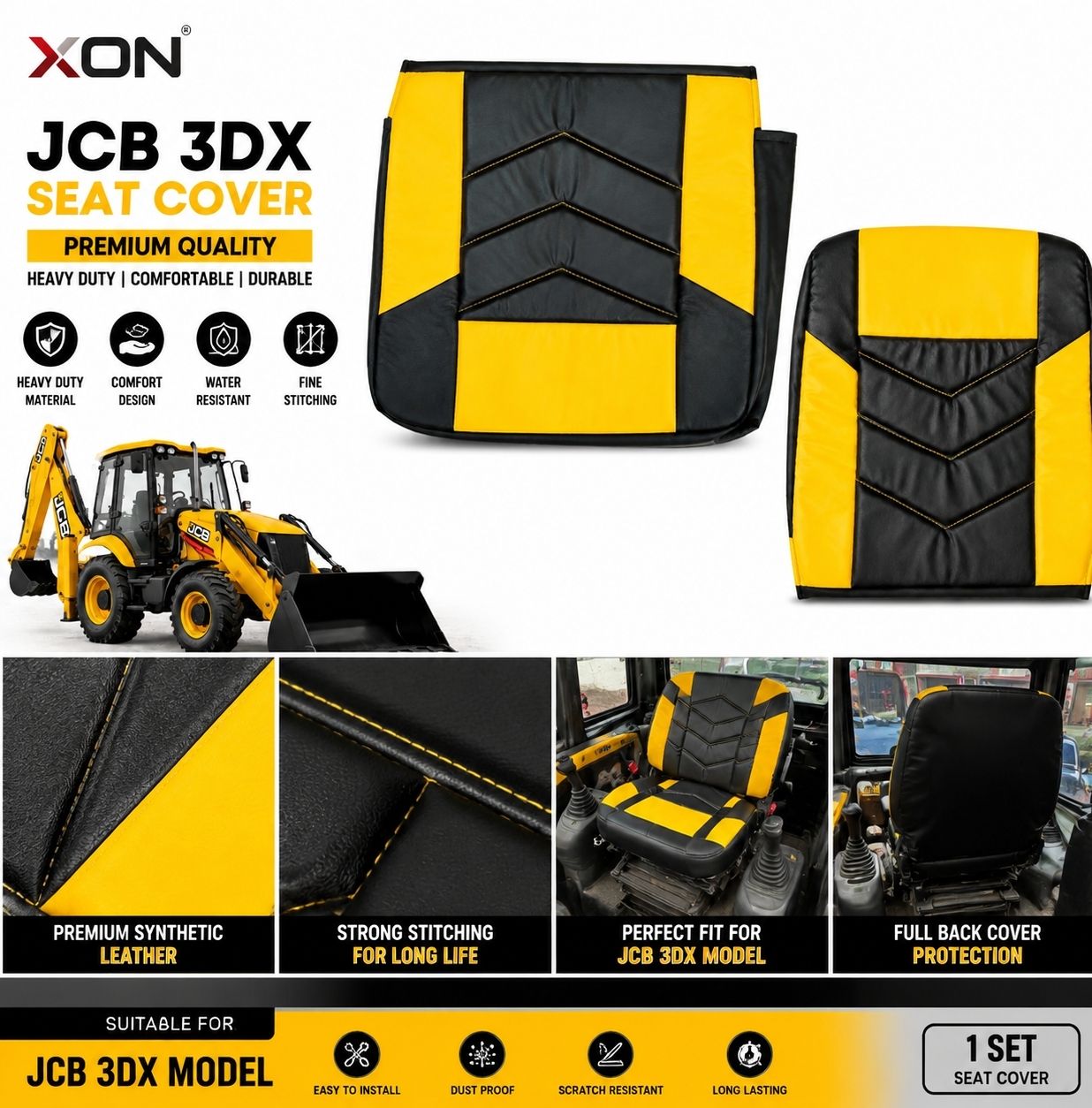 xon Rexin, PU Leather Car Seat Cover JCB 3DX-picture-37