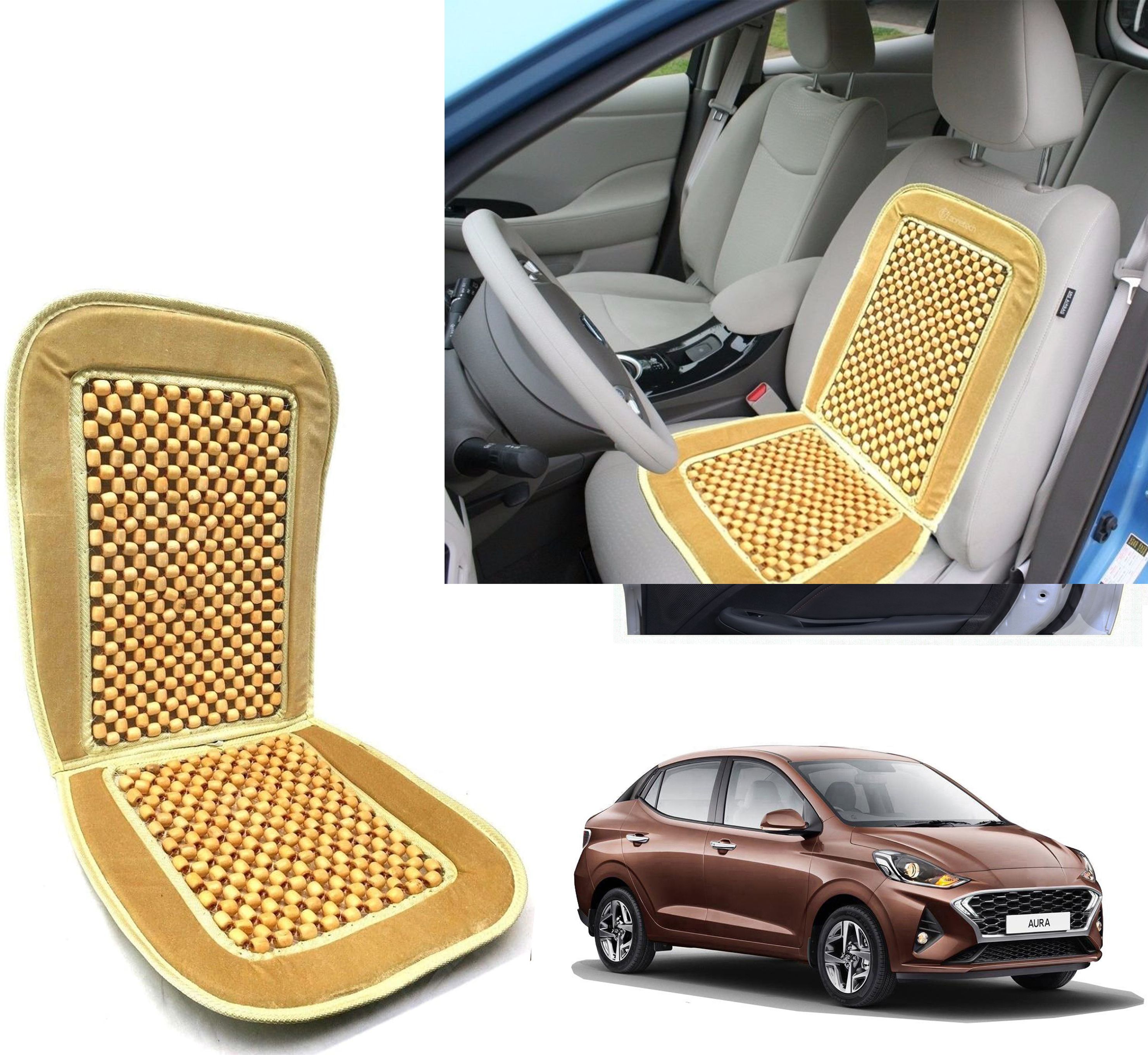 Wooden, Velvet Car Seat Cover For Hyundai AURA-image-19