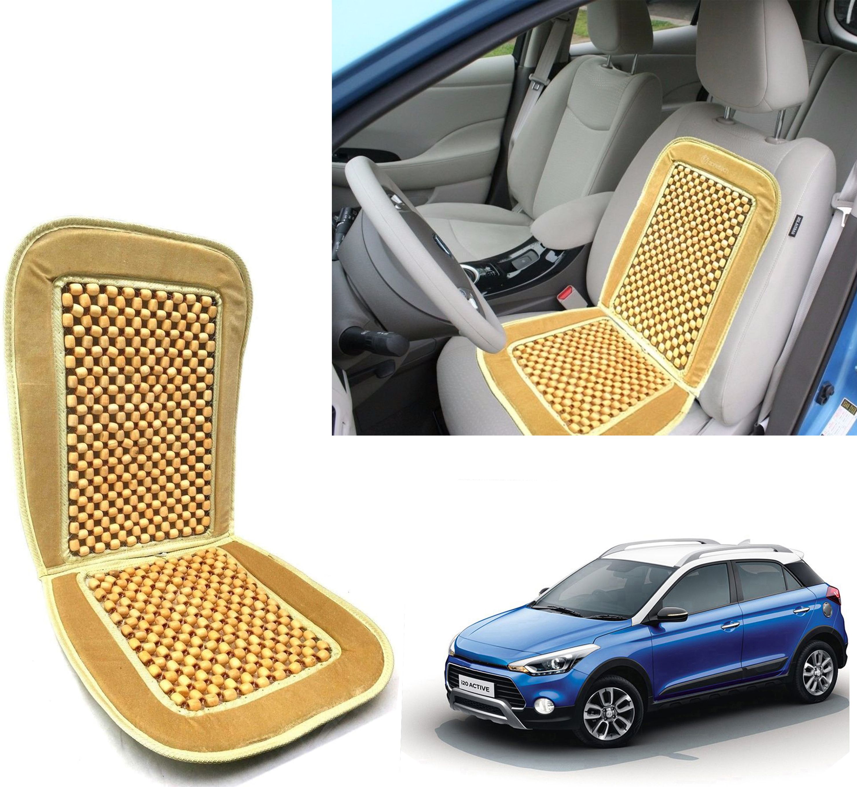 Wooden, Velvet Car Seat Cover For Hyundai I 20 ACTIVE-image-9