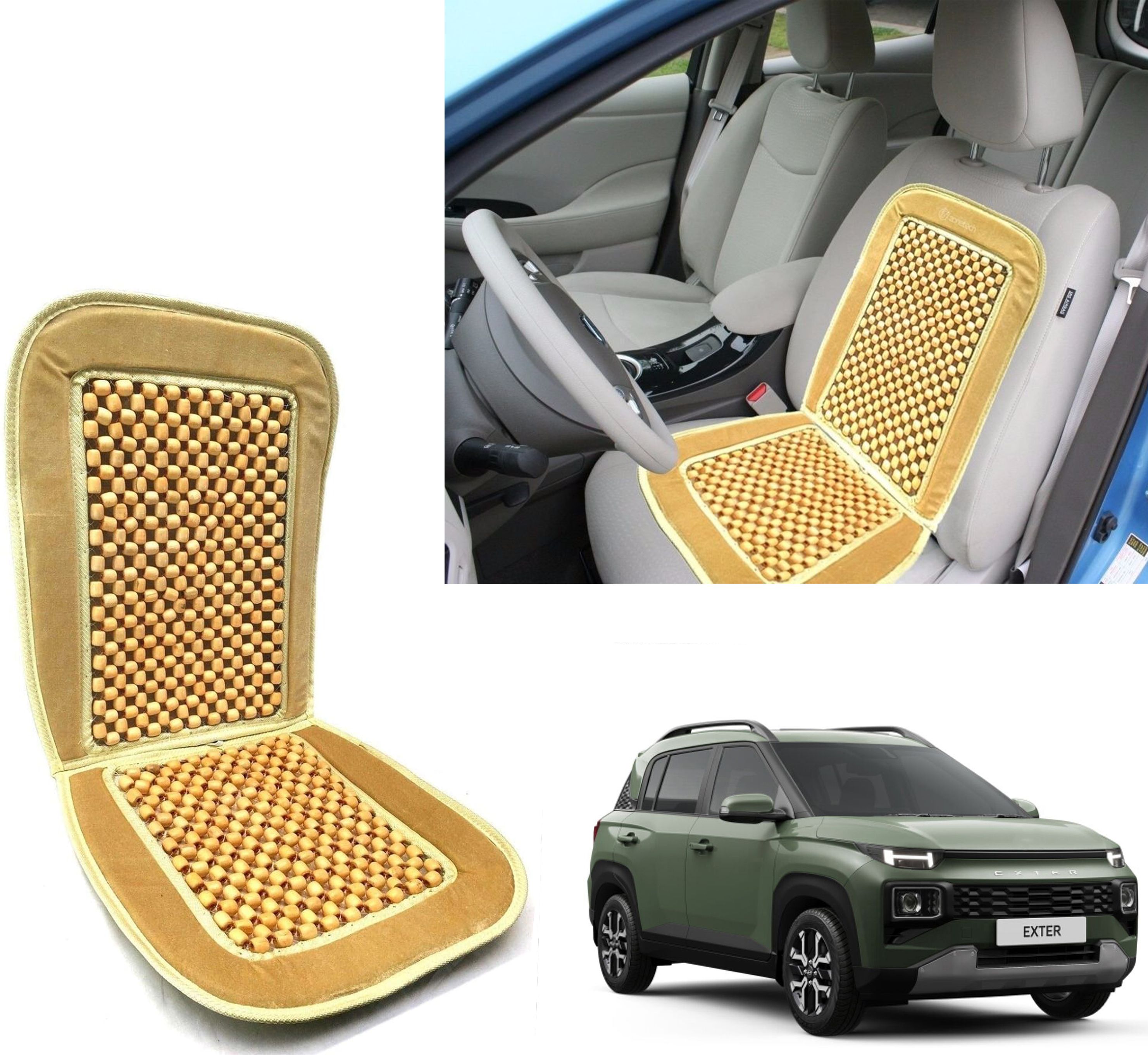 Wooden, Velvet Car Seat Cover For Hyundai EXTER-image-35