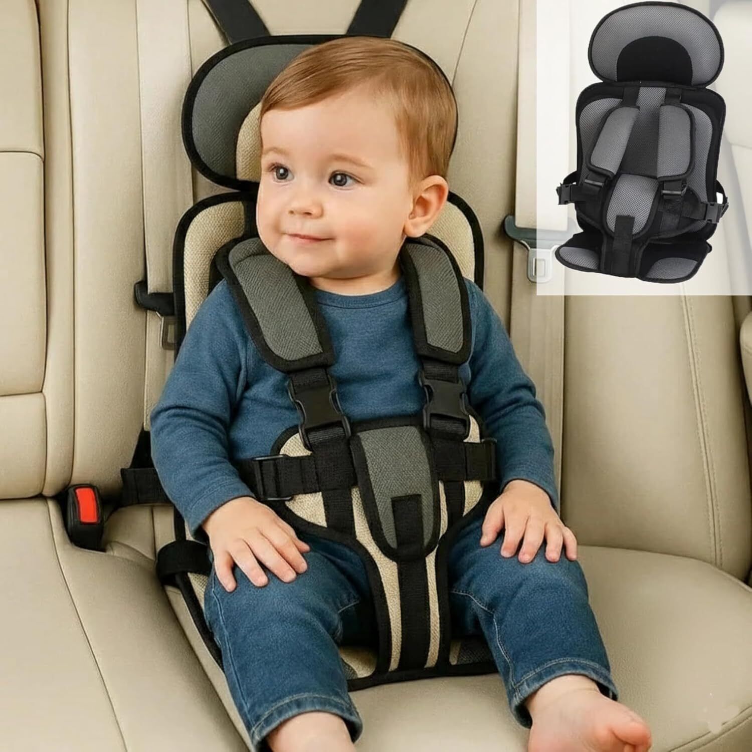 Portable Baby Car Seat 0-3 Years Car Cushion Seat with Safety Belt Baby Car Seat