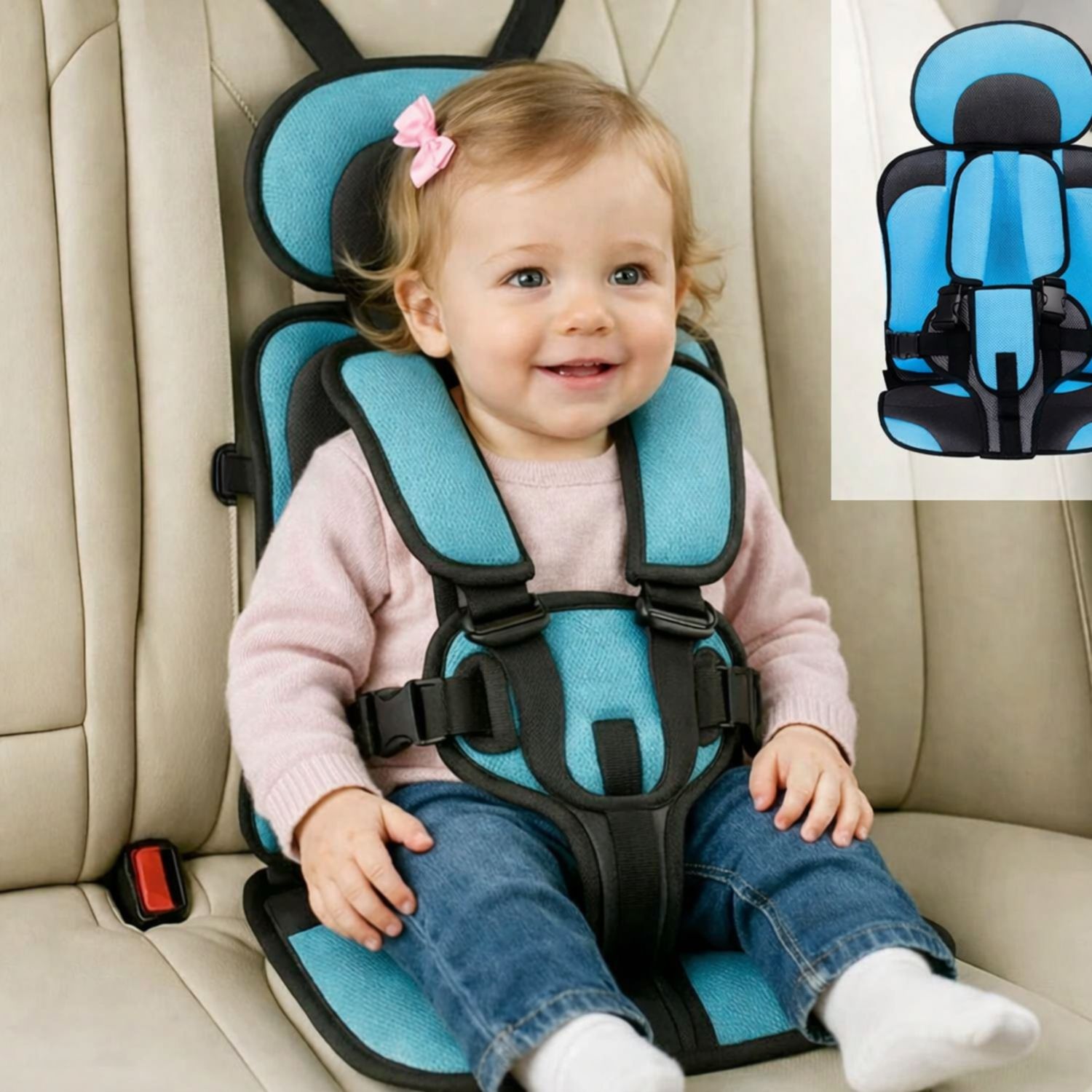 Baby Car Seater for Kids with Belt, Adjustable Soft Baby Car Seat Cushion Baby Car Seat