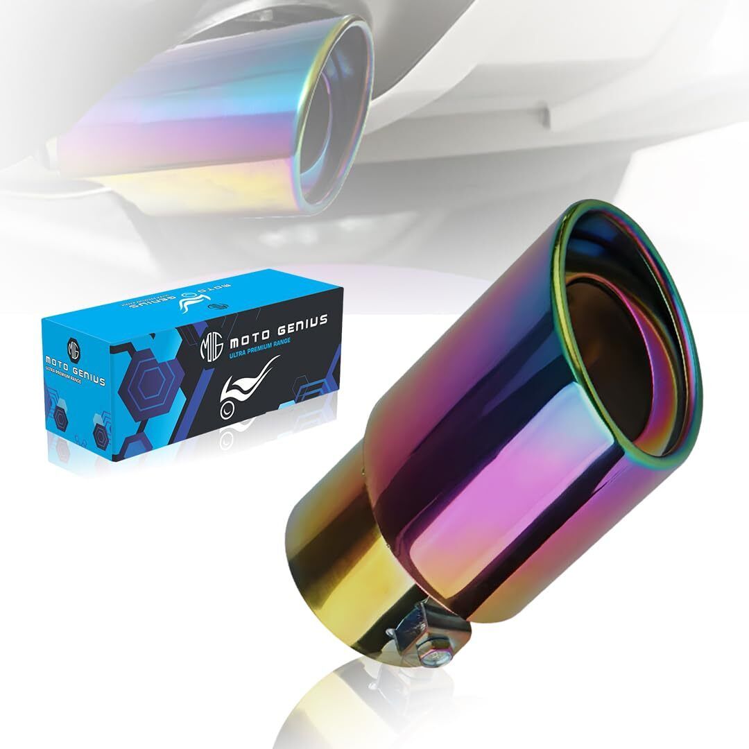 moto genius Stainless Steel Car Exhaust Tip | Bolt-On Tailpipe Muffler for All Cars Car Silencer-picture-7