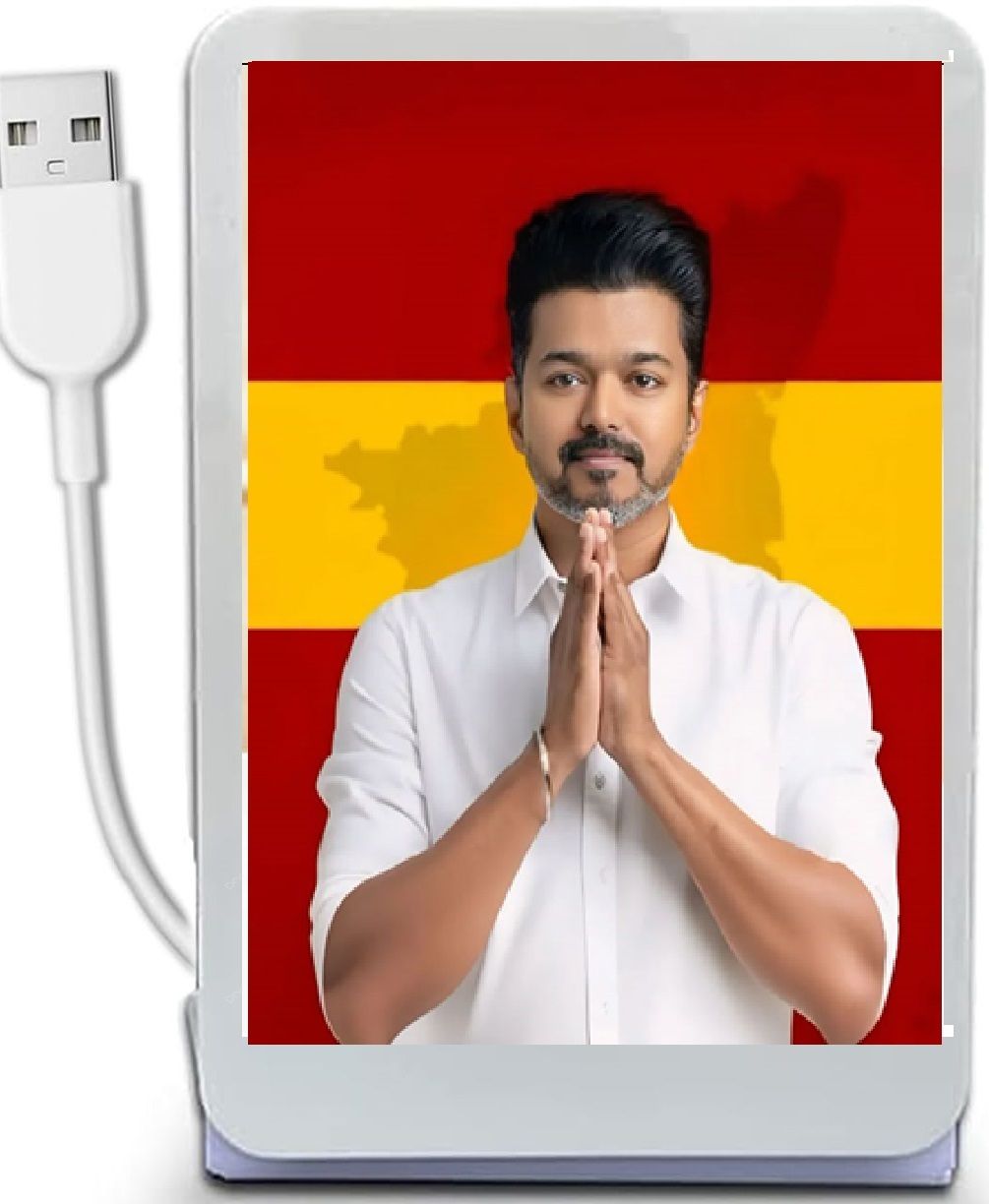 Thalapathy Vijay Tamizhaga vetri kazhagam TVK party leader DOUBLE SIDE 5 inch CAR DASHBOARD LED PHOTO