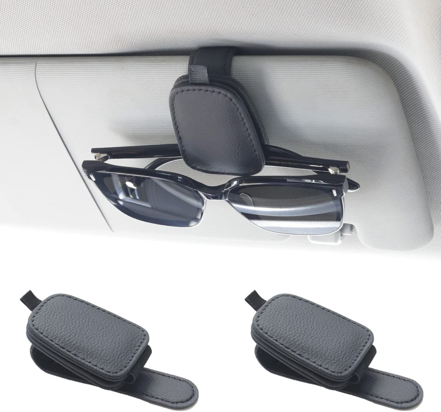 2 Packs Sunglasses Holders for Car Visor Black Car Sunglass Clip Holder-image-32
