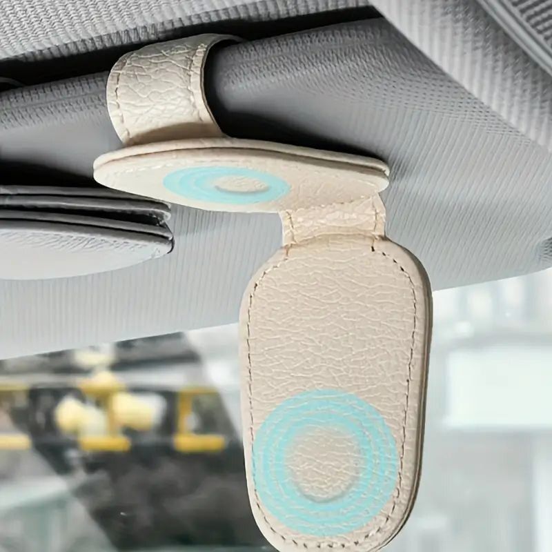 Magnetic PU Leather Car Sun Visor Sunglasses Holder Black, Blue, Orange, Red, White Car Sunglass Clip Holder-image-31