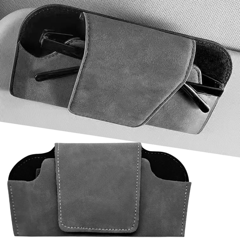 gustave Leather Car Visor Sunglasses Holder Grey Car Sunglass Clip Holder-picture-38
