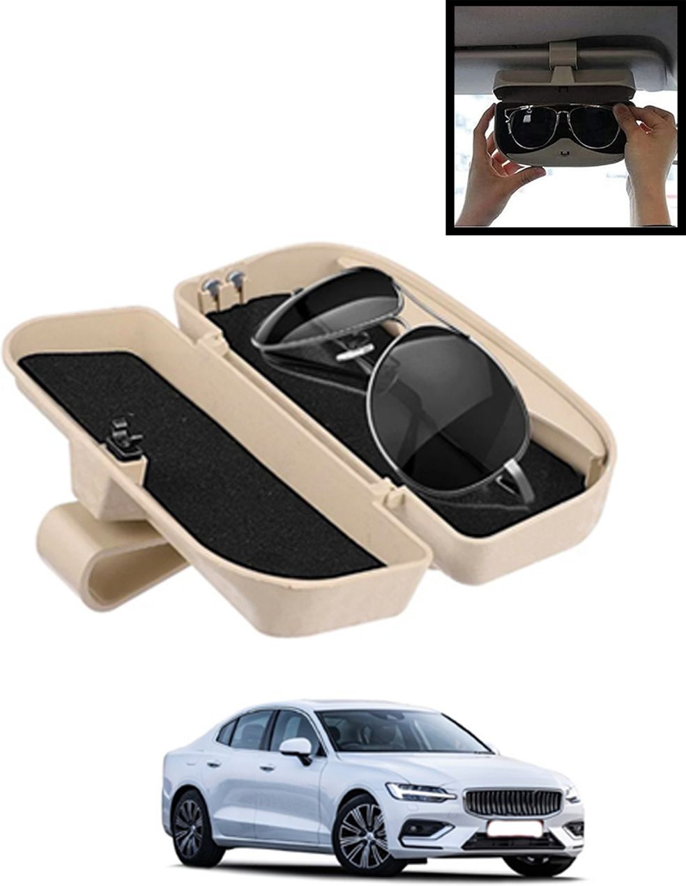 monolive Beige Sunglass Protective Holder For Car Dashboard Universal -226 White Car Sunglass Clip Holder-picture-22