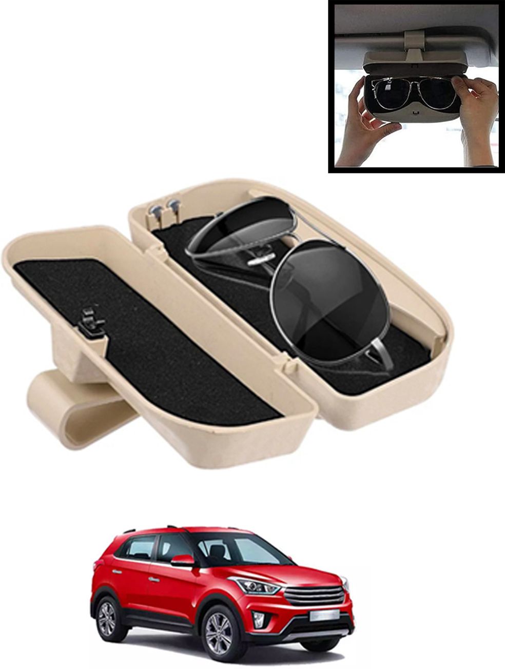 Beige Sunglass Protective Holder For Car Dashboard Universal -70 White Car Sunglass Clip Holder-image-47