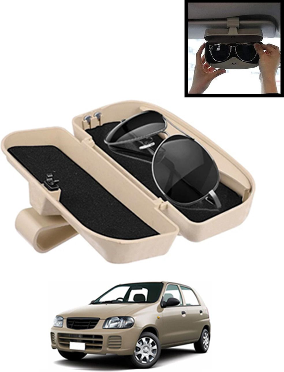 monolive Beige Sunglass Protective Holder For Car Dashboard Universal -15 White Car Sunglass Clip Holder-picture-21