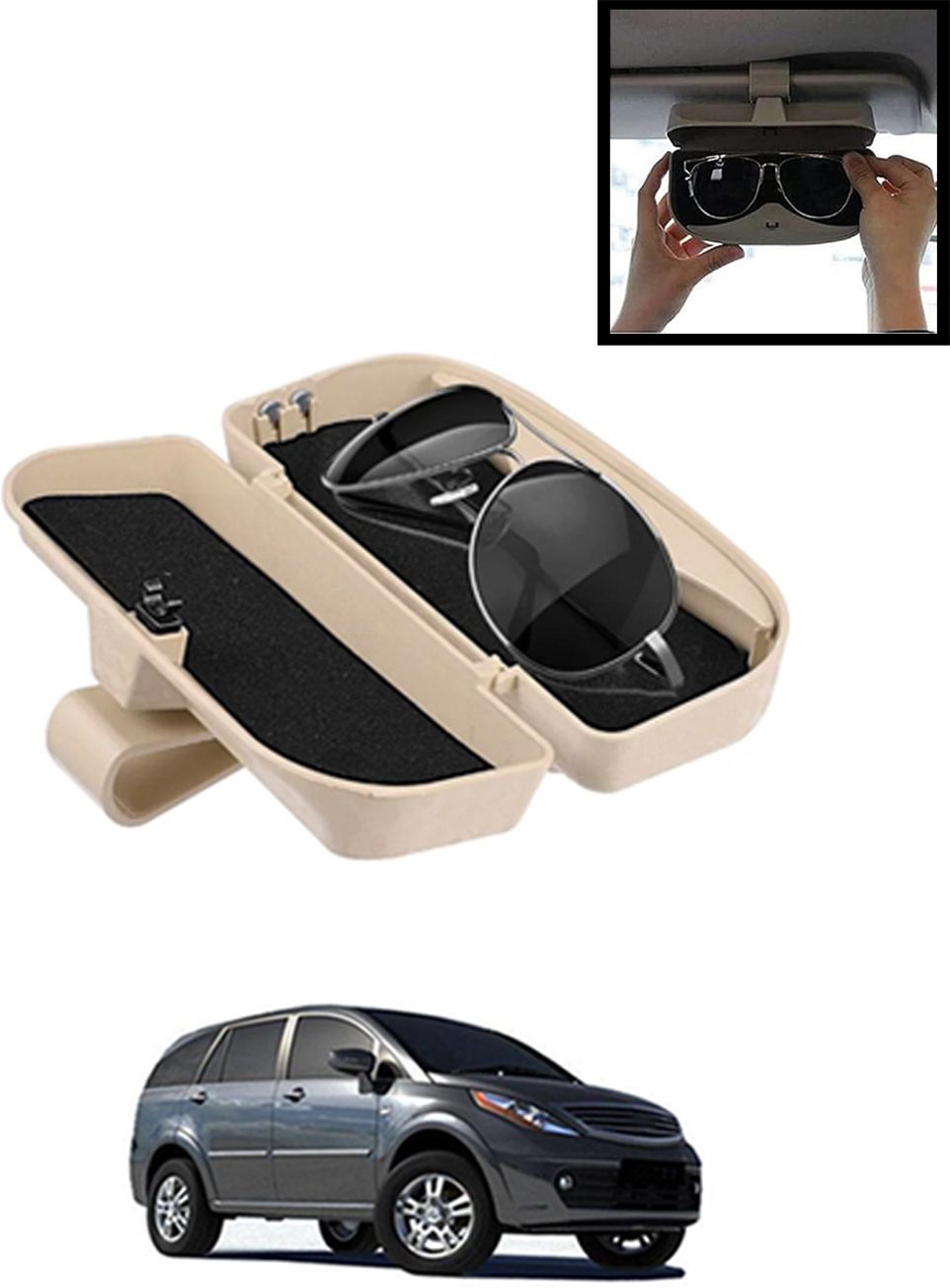 maties Beige Sunglass Protective Holder For Car Dashboard Universal -22 Mullti Color Car Sunglass Clip Holder-picture-26
