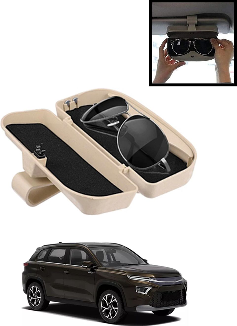 maties Beige Sunglass Protective Holder For Car Dashboard Universal -283 Mullti Color Car Sunglass Clip Holder-picture-24