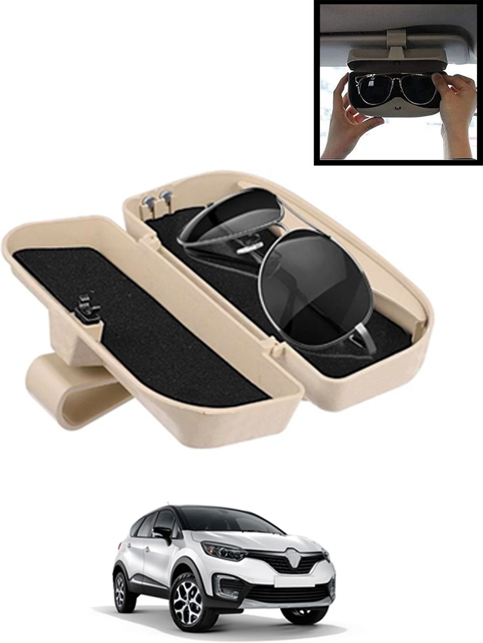 monolive Beige Sunglass Protective Holder For Car Dashboard Universal -49 White Car Sunglass Clip Holder-picture-10