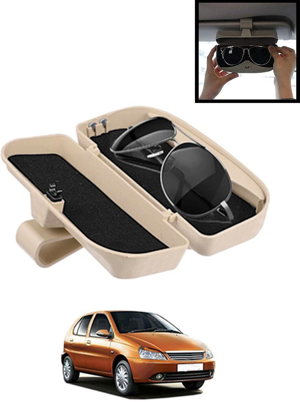 monolive Beige Sunglass Protective Holder For Car Dashboard Universal -149 White Car Sunglass Clip Holder-picture-11