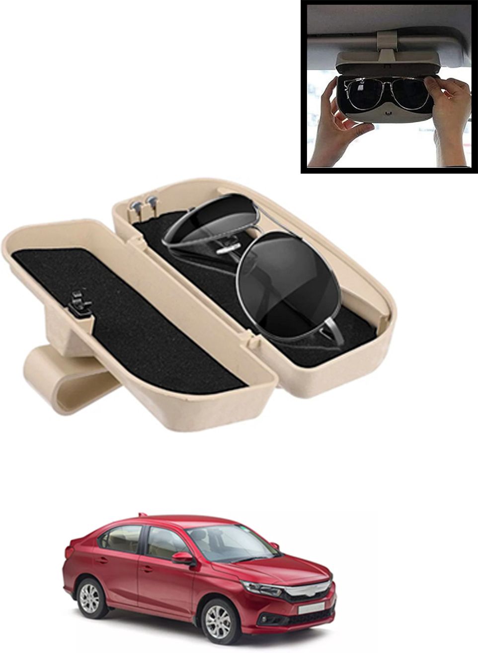 maties Beige Sunglass Protective Holder For Car Dashboard Universal -19 Mullti Color Car Sunglass Clip Holder-picture-7