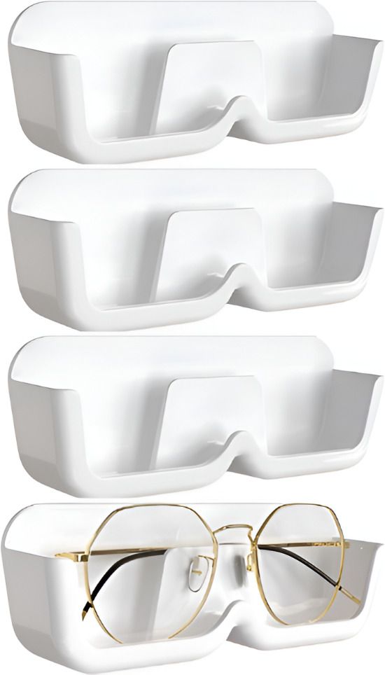 littlepaws 4 Piece Sunglass/Specs Holder Wall Mounted Display Case | No-Drill | White, Grey Car Sunglass Clip Holder-picture-21