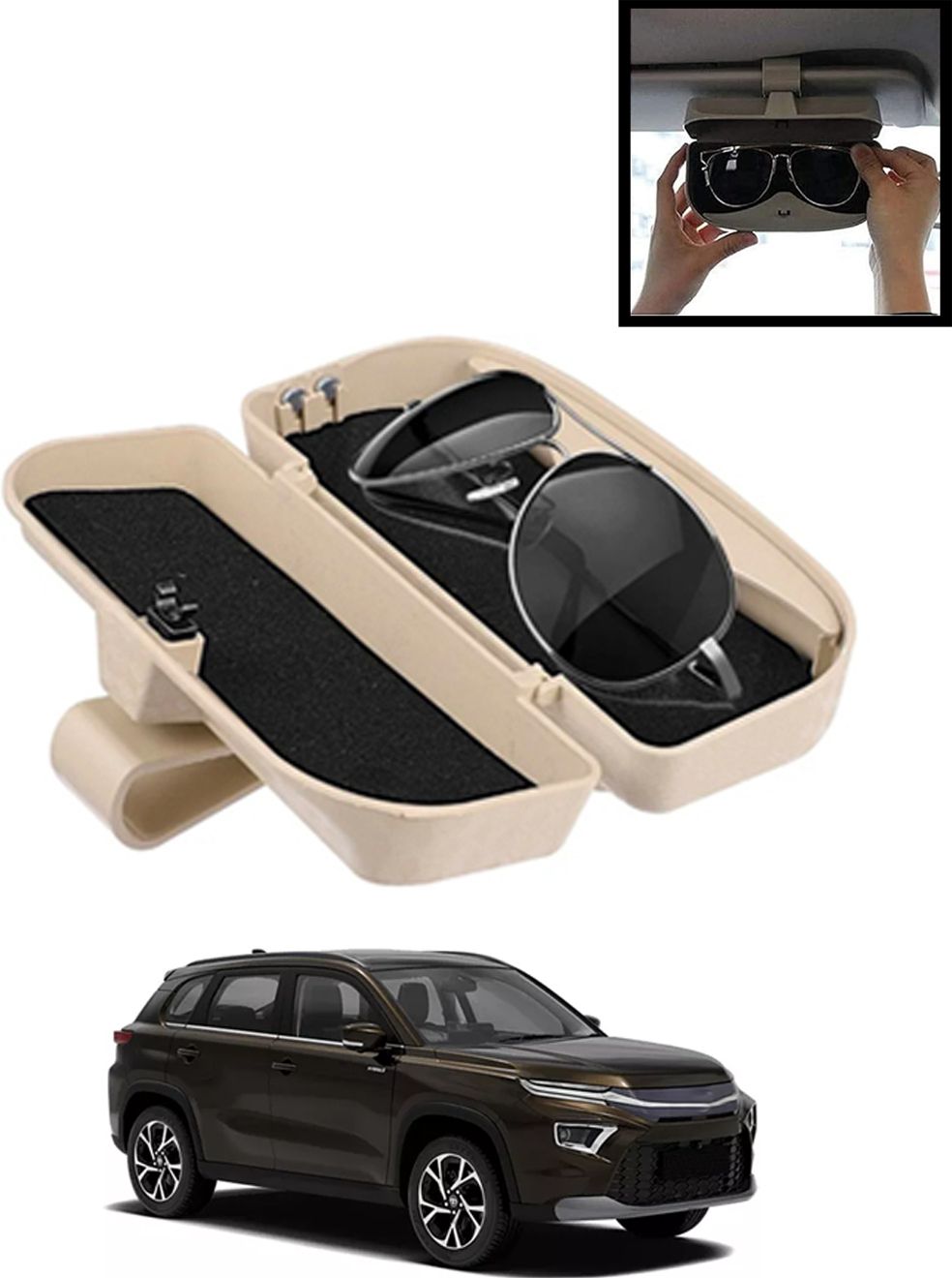 monolive Beige Sunglass Protective Holder For Car Dashboard Universal -283 White Car Sunglass Clip Holder-picture-22