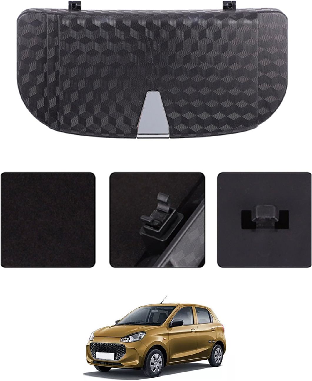 Black Sunglass Protective Holder For Car Dashboard Universal 14 Black Car Sunglass Clip Holder-image-1