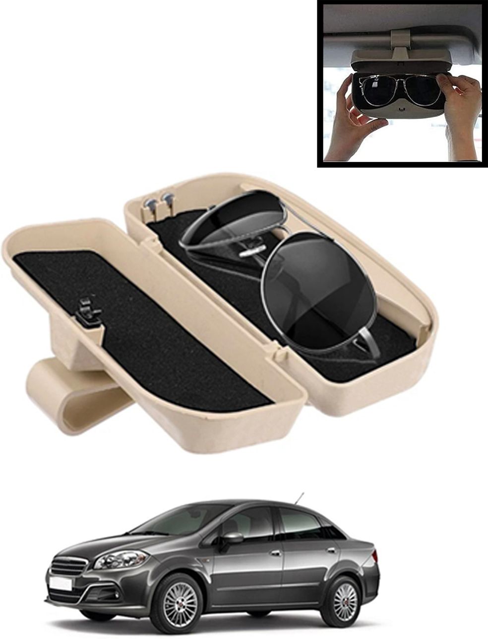 monolive Beige Sunglass Protective Holder For Car Dashboard Universal -177 White Car Sunglass Clip Holder-picture-23