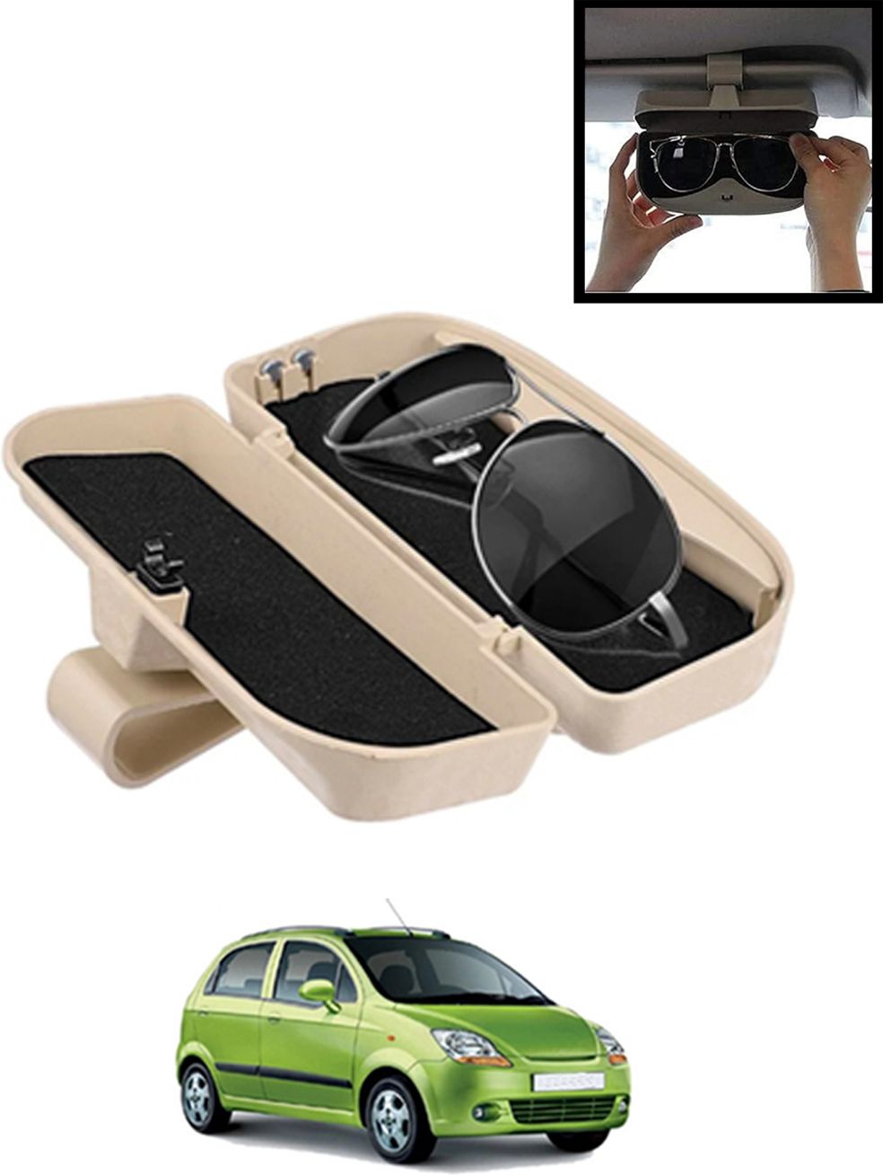 Beige Sunglass Protective Holder For Car Dashboard Universal -248 White Car Sunglass Clip Holder-image-46