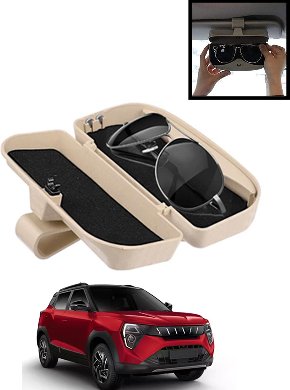 monolive Beige Sunglass Protective Holder For Car Dashboard Universal -324 White Car Sunglass Clip Holder-picture-18