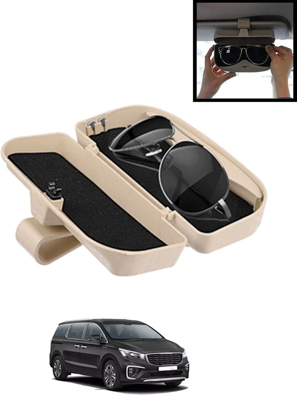Beige Sunglass Protective Holder For Car Dashboard Universal -51 White Car Sunglass Clip Holder-image-42