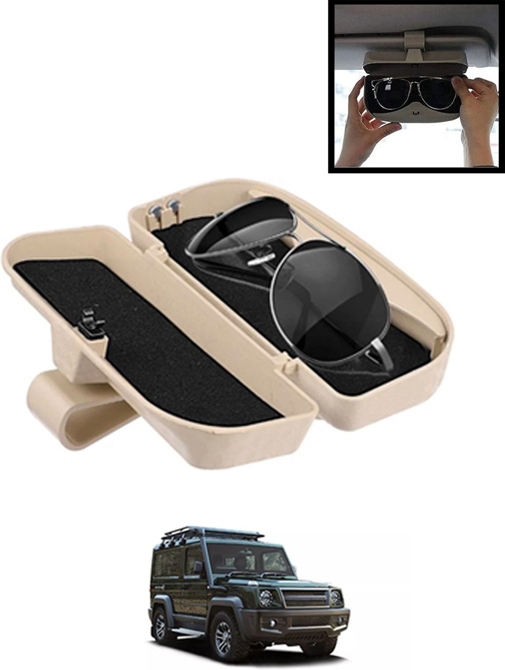 Beige Sunglass Protective Holder For Car Dashboard Universal -129 White Car Sunglass Clip Holder-image-43