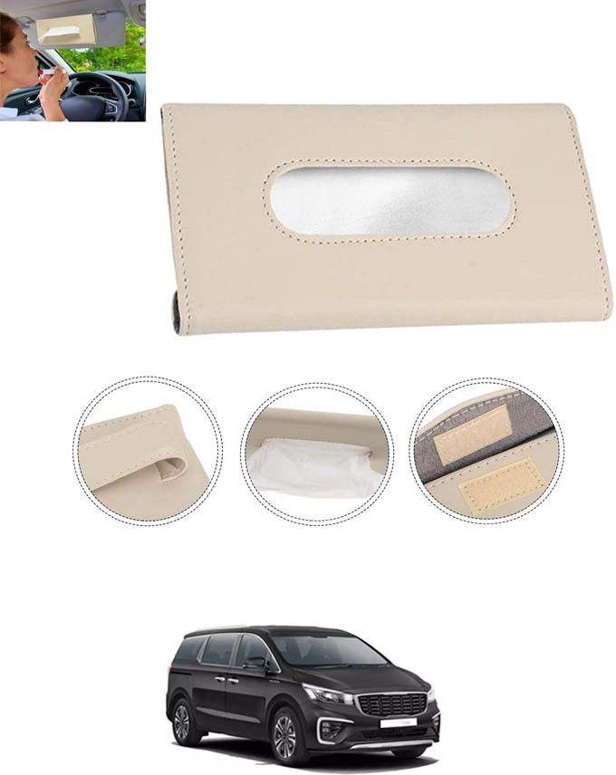 Universal Leatherite Beige Rectangle Tissue Paper Box/Dispencer For Car-51 Vehicle Tissue Dispenser-image-45