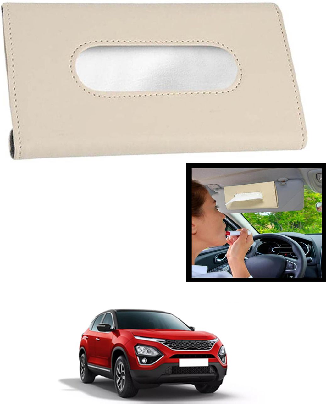 maties Universal Leatherite Rectangle Beige Tissue Box For Car/office/Home-133 Vehicle Tissue Dispenser-picture-47