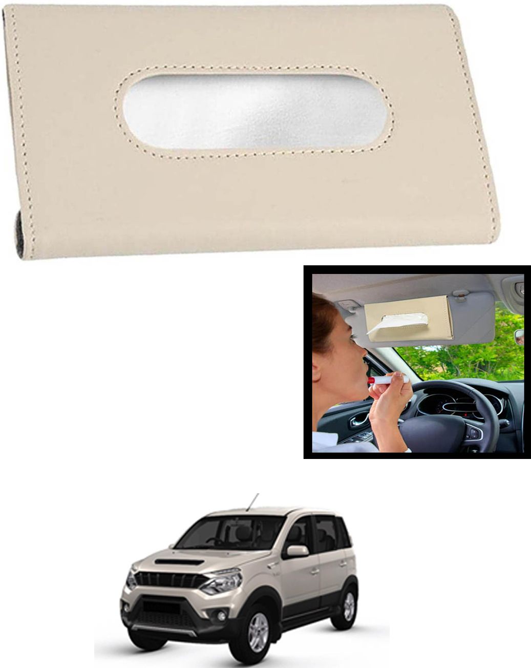 maties Universal Leatherite Rectangle Beige Tissue Box For Car/office/Home-196 Vehicle Tissue Dispenser-picture-40