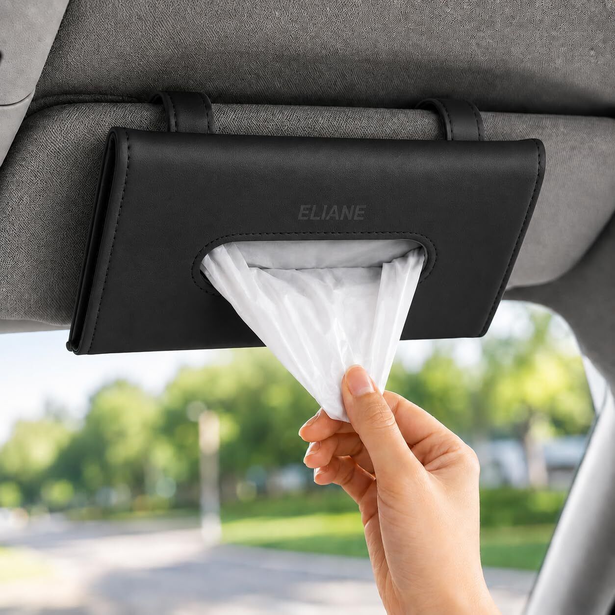 kvvtrades Leather Car Sun Visor Back Seat Tissue Napkin Box Holder Vehicle Tissue Dispenser-picture-6