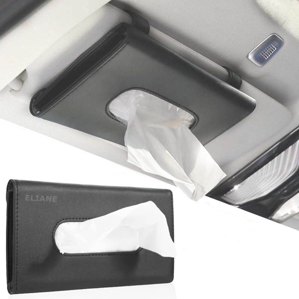 Car Tissue Holder Sun Visor Napkin Black Vehicle Tissue Dispenser
