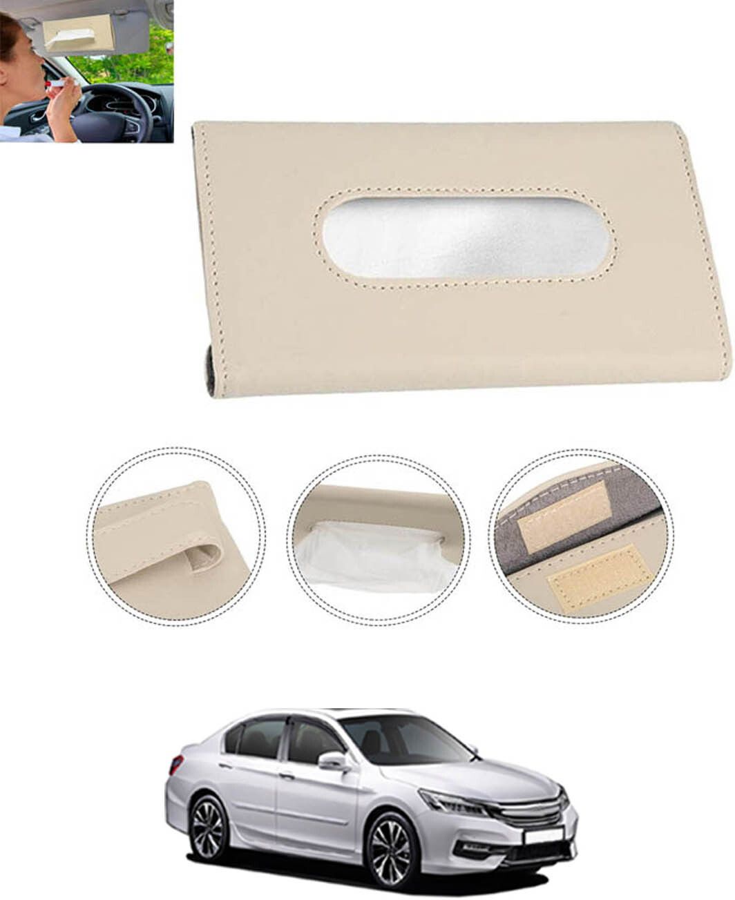Beige Leatherite Rectangle Shape Fancy Design Tissue Dispencer For Car-322 Vehicle Tissue Dispenser-image-31