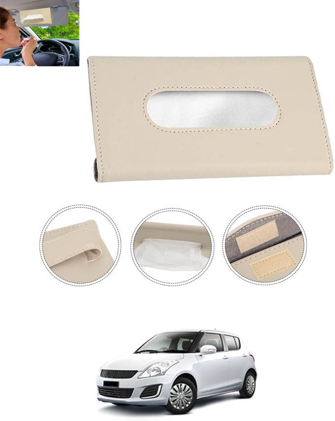 Beige Leatherite Rectangle Shape Fancy Design Tissue Dispencer For Car-178 Vehicle Tissue Dispenser-image-25